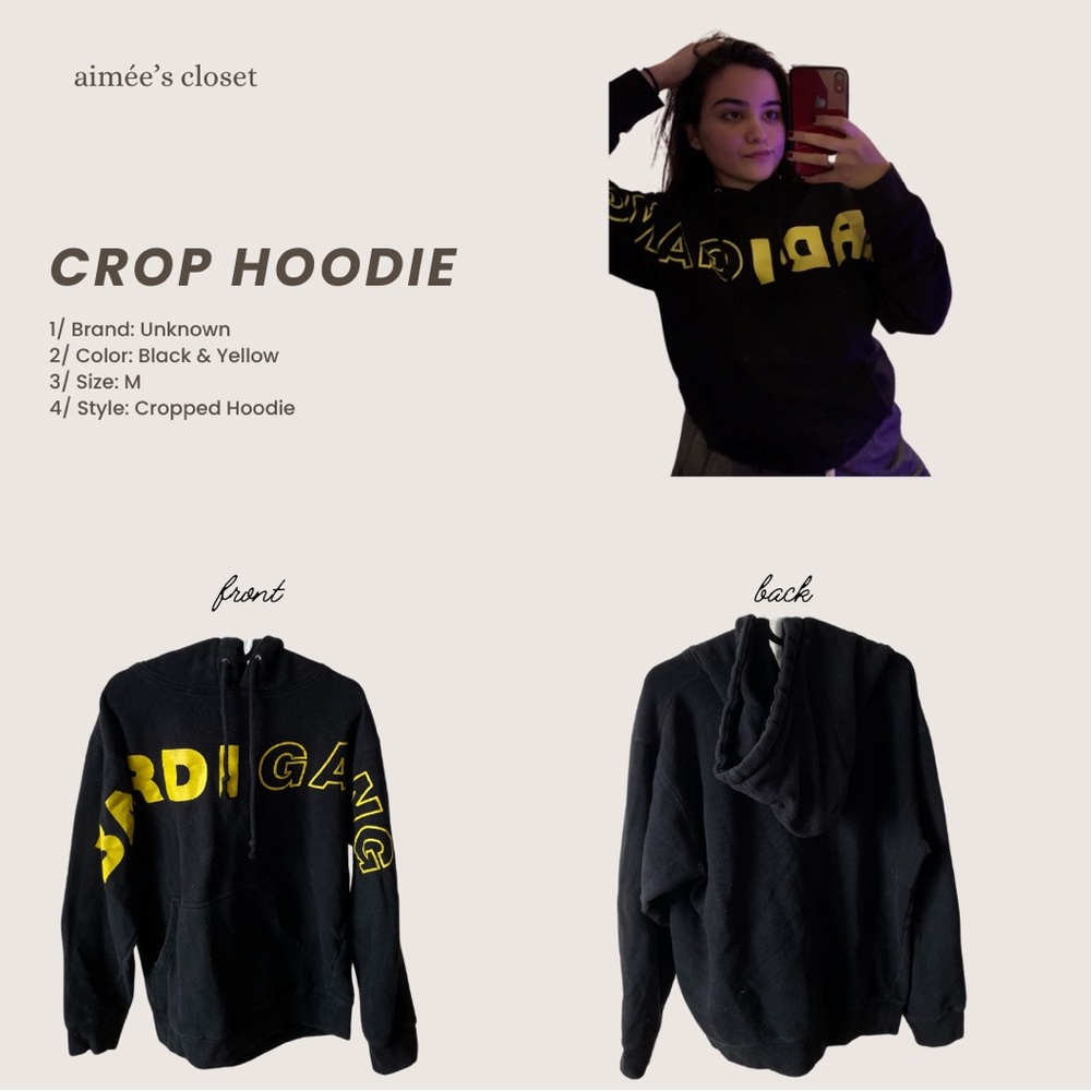 Black and Yellow Cropped Hoodie